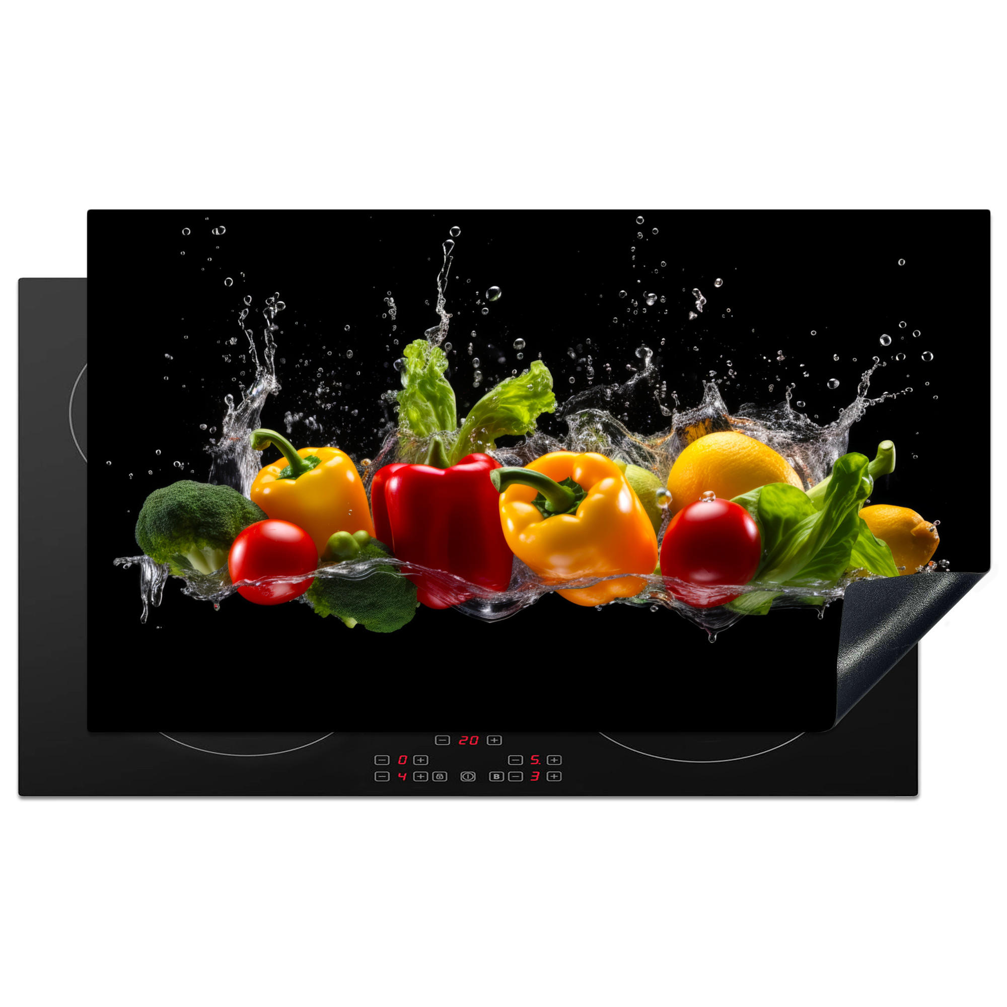 MuchoWow KRYT NA INDUKČNÍ DESKU Sladká paprika - Vodní - Zeleninová - Černá 89.6x51.6 cm