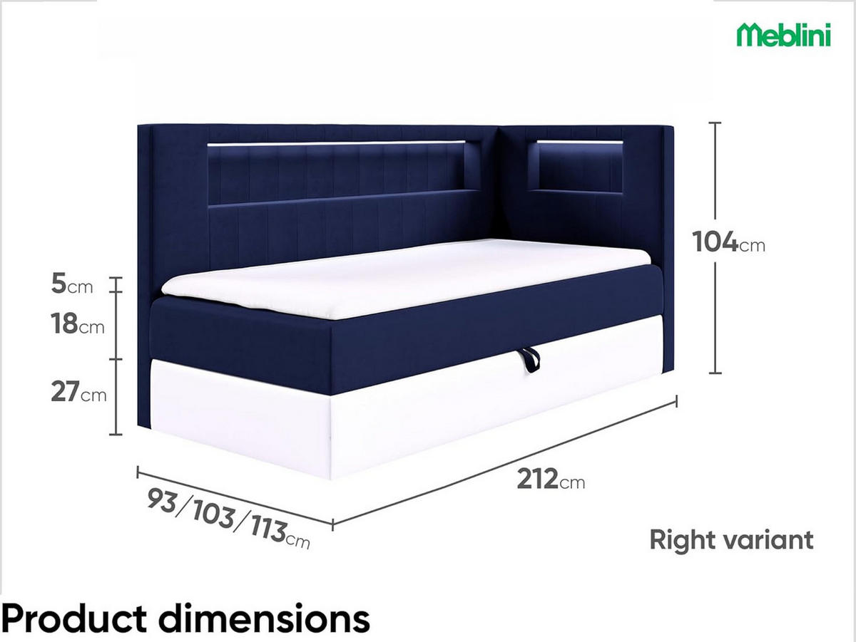 KINDERBETT GARETH 3 - Dunkelblau/Weiß, Holzwerkstoff (113/212cm) - Meblini