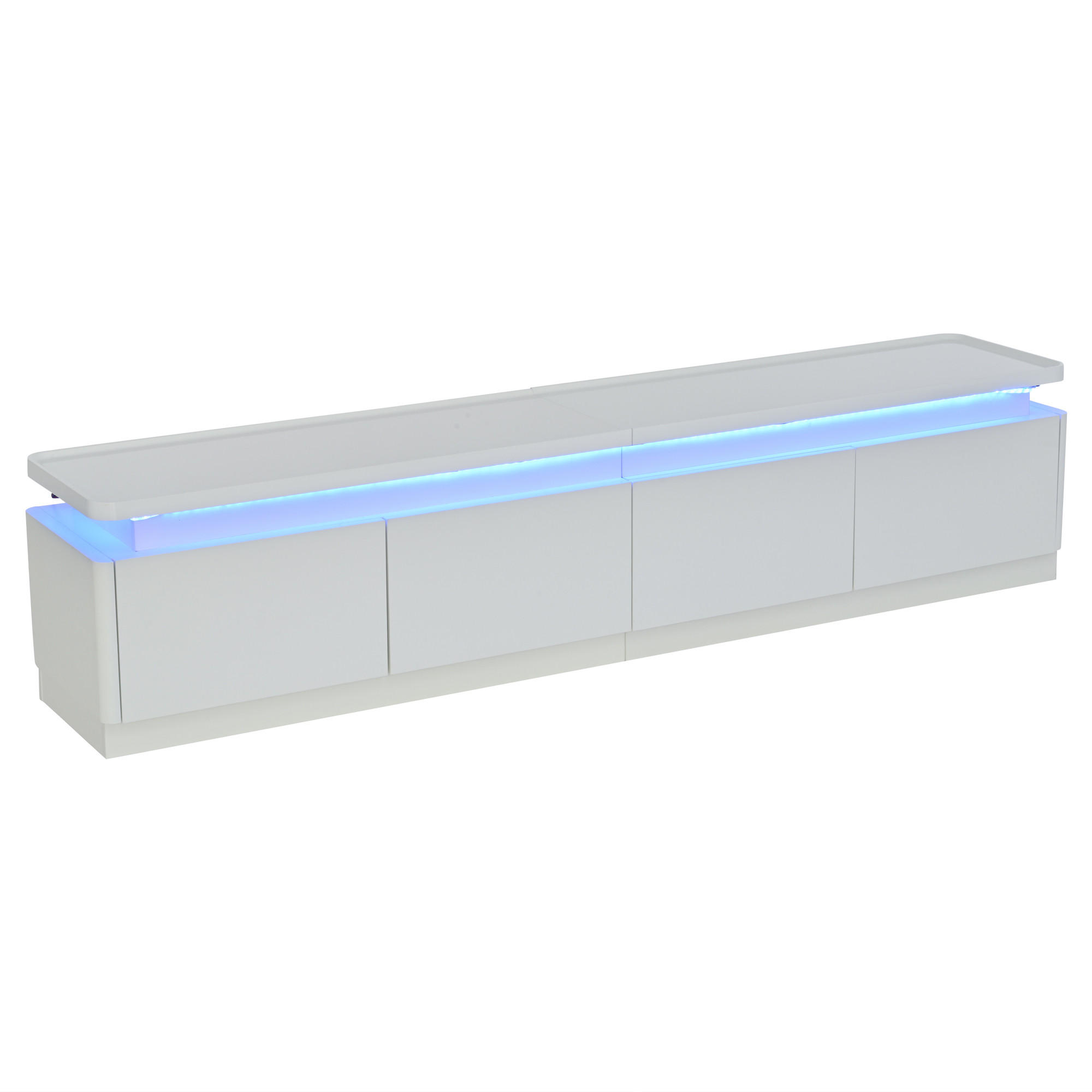 TV-ELEMENT180X34X40CM Weiß Hochglanz mit LED-Beleuchtung für 75-Zoll-Fernseher - Weiß, Holz (41.91/19.81/101.6cm) - Raelunyi