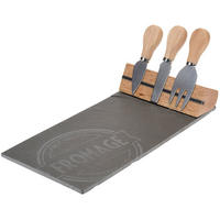 KÄSE- und Snackbrett+3 Messer inklusive Anthrazitfarben 15/30/5 cm - Anthrazit, Stein (30/5/15cm) - Excellent Houseware