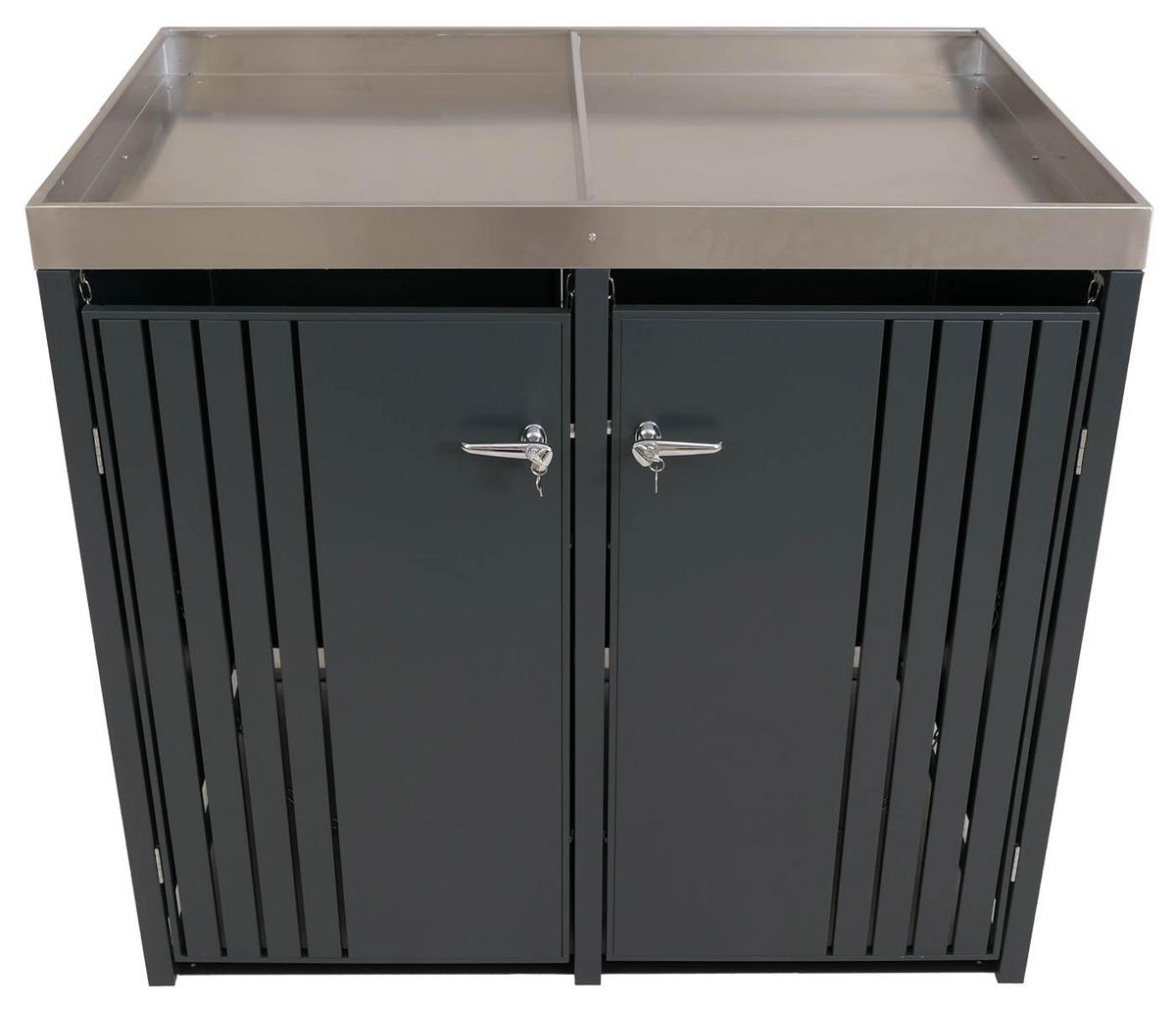 MÜLLTONNENBOX 2er mit Pflanzkasten HxBxT 125x132x84cm Anthrazit - Anthrazit, Metall (132/125/84cm) - PROREGAL