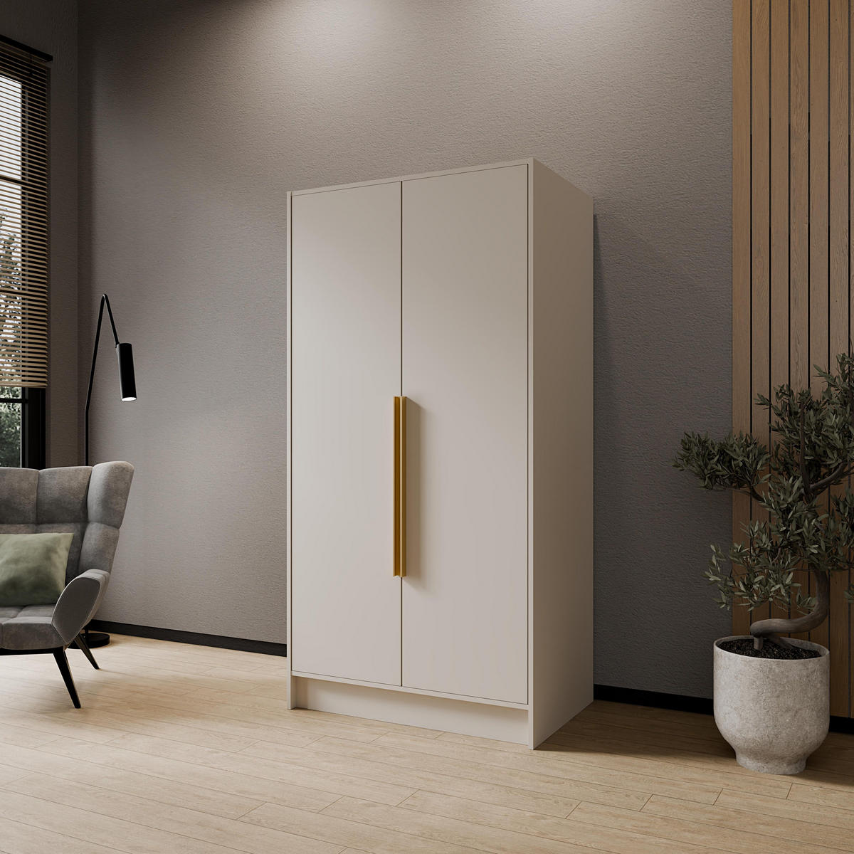 DREHTÜRENSCHRANK BERON 102/200/51 cm Modern Kleiderschrank 2-türig Kaschmir - Kaschmir, Holzwerkstoff (102/200/51cm) - MASSENO