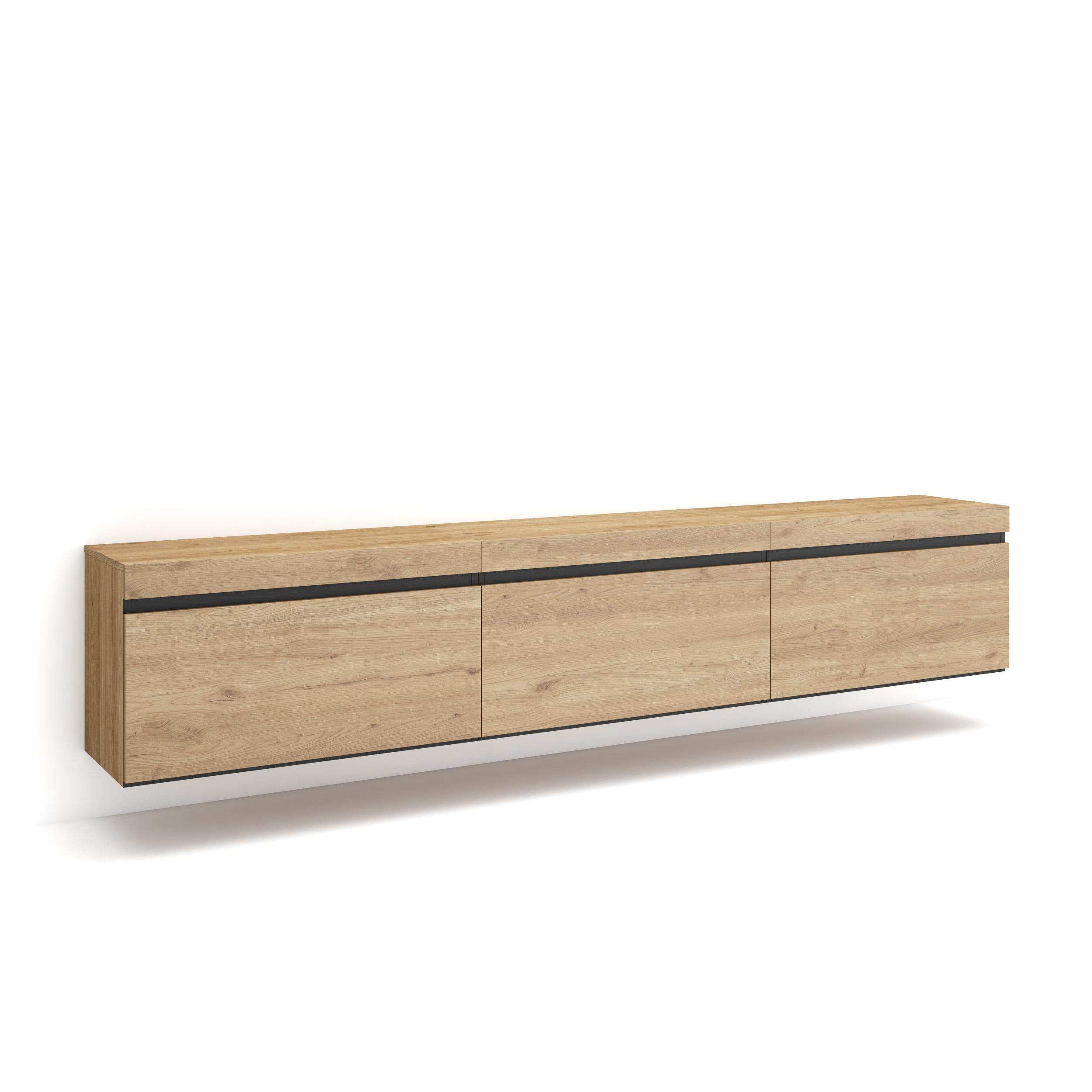TV-SCHRANK Lowboard, Hängend, eiche, 240/35/45cm - Eichefarben, Holzwerkstoff (240/45/35cm) - Skraut Home