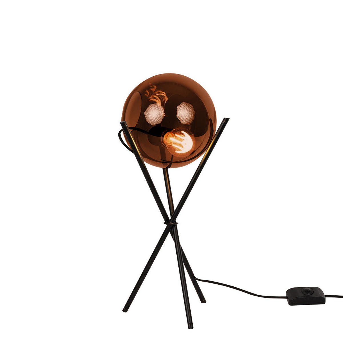 TISCHLAMPE Orb Axis Dreibein Braun/Schwarz - Braun, Glas (20/22/52cm) - s.luce