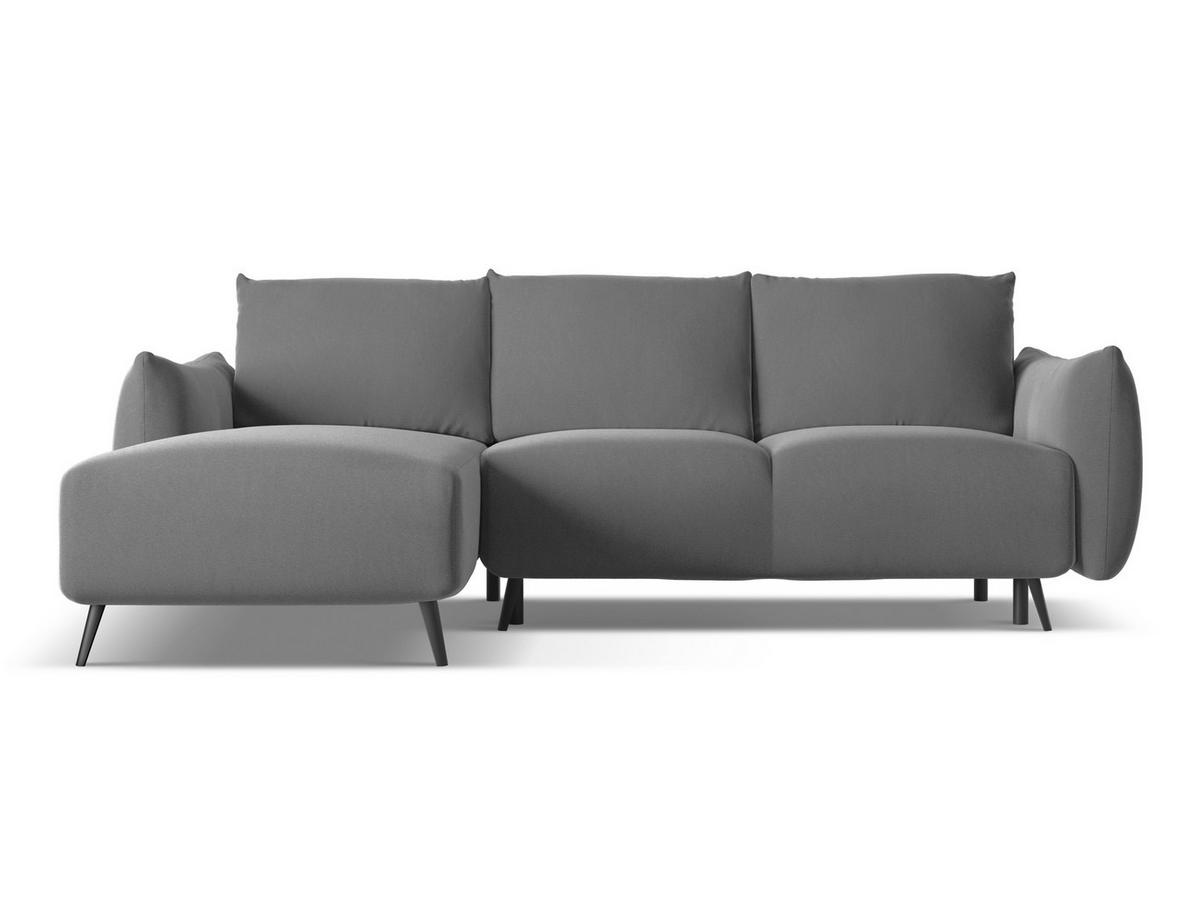 ECKSOFA mit Schlaffunktion Samt Stoff Grau - Schwarz/Grau, Textil/Metall (162/242cm) - Makamii