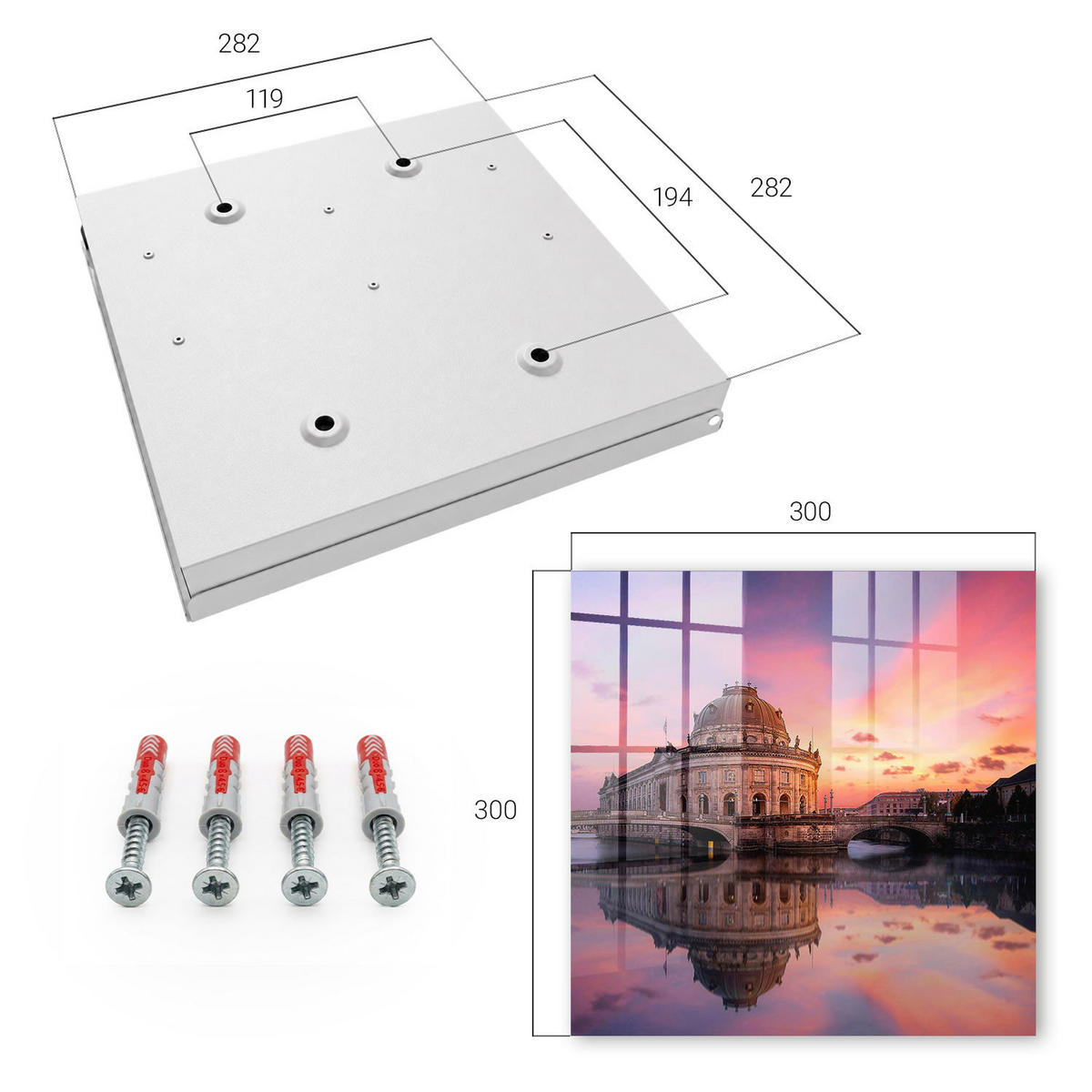 SCHLÜSSELBOX Weiß 30x30 cm – Türöffnung nach rechts - Urban West - Pink, Metall (30/30/5cm) - TULUP