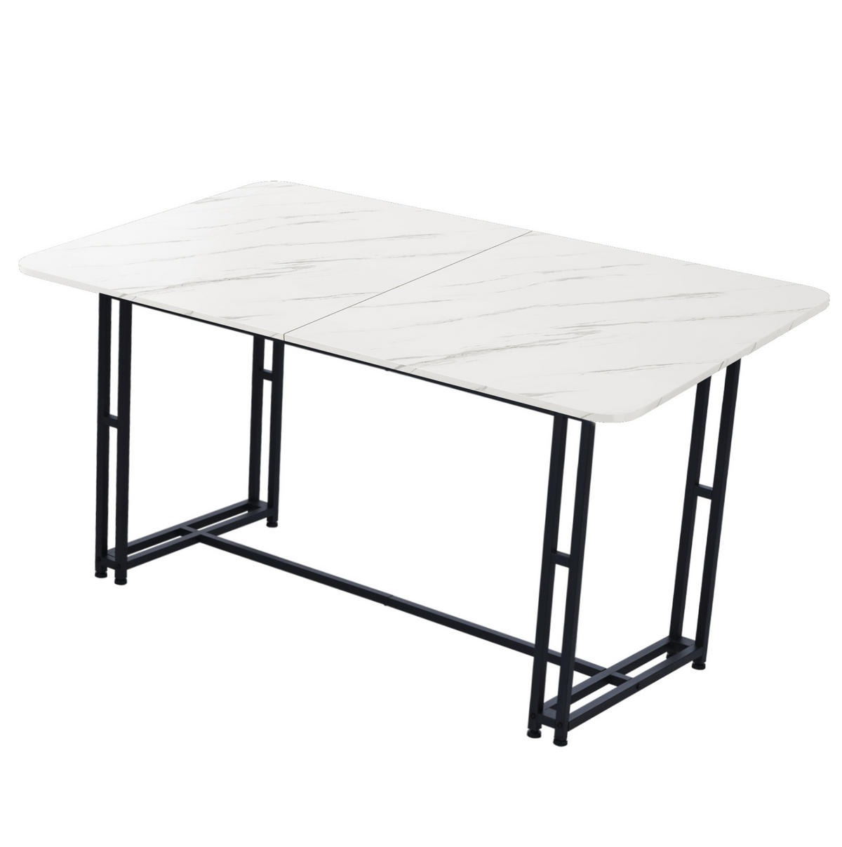 JÍDELNÍ stůl 140/80 cm černo-bílý z MDF s černými kovovými nohami - bílá, kompozitní dřevo (140/80/74cm) - OKWISH