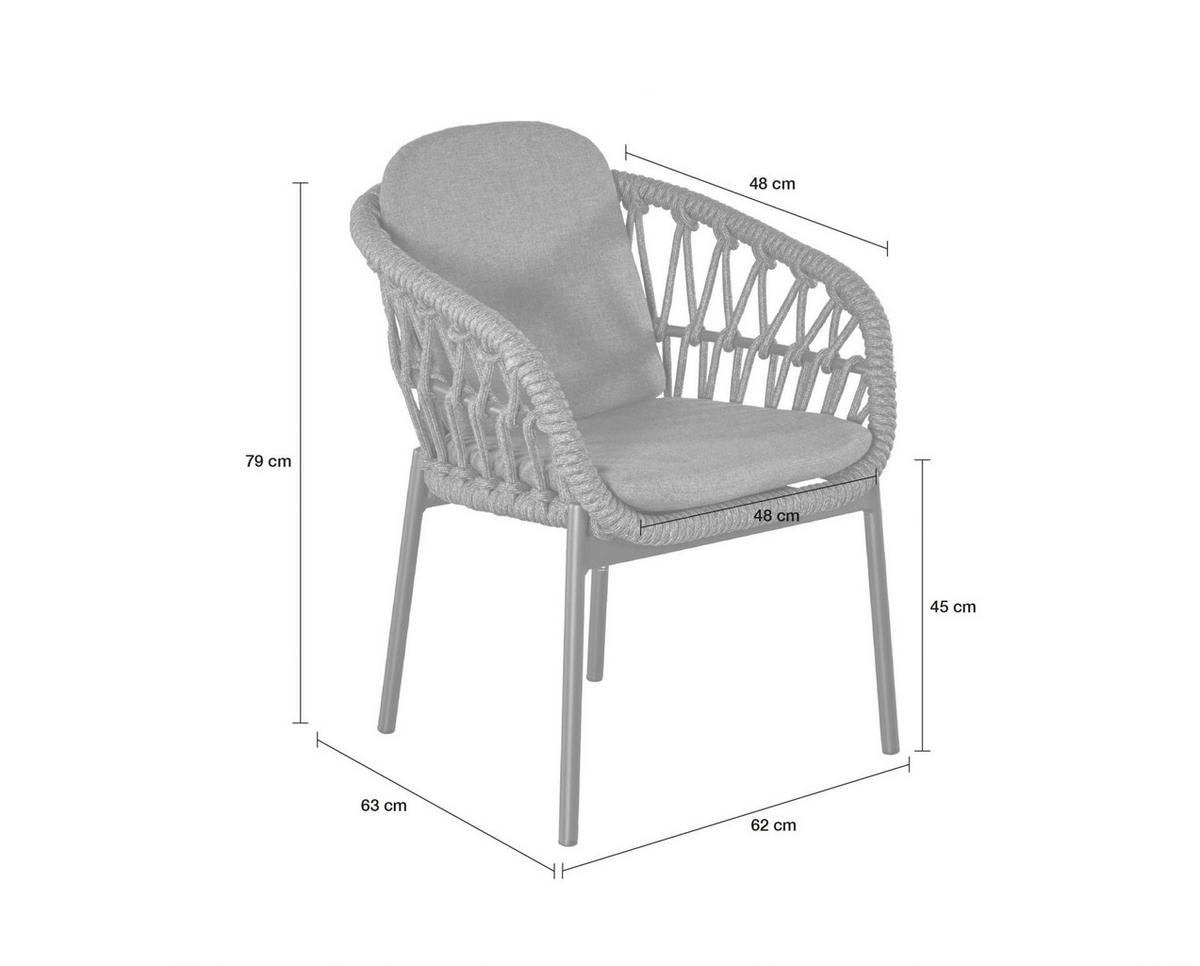 GARTENSTUHL Balu, Rope-Metall, Anthrazit - Anthrazit, Metall (62/79/63cm) - dasmöbelwerk