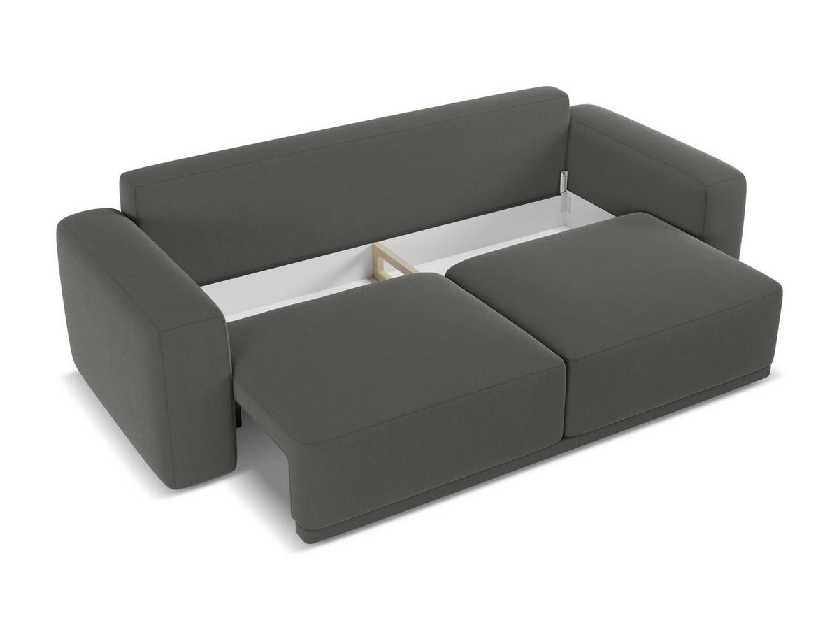3-SITZER SOFA mit Schlaffunktion Samt Stoff Grau - Dunkelgrau/Schwarz, Kunststoff/Textil (242/91/100cm) - Makamii