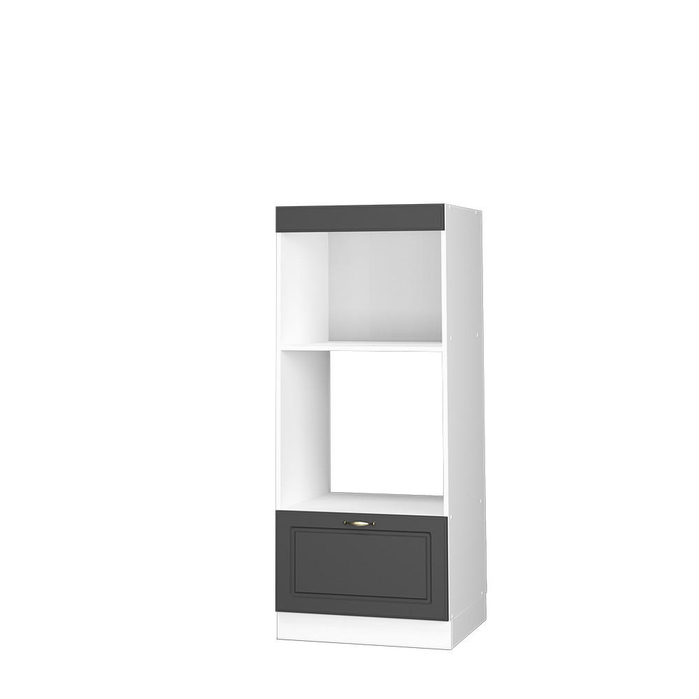 MIKROVÅGSSKÅP Fame-Line Herrgård i antracitguld 60 cm öppna Antracit, Guldfärgad, Vit 153.6/60/58.1 cm