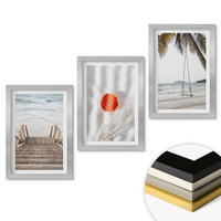WANDBILDER 3er Set - 20x30 cm Silberner Rahmen - Strandtreppe aus Holz, Urlaub - Silberfarben, Kunststoff (20/30cm) - ArtPrintCave