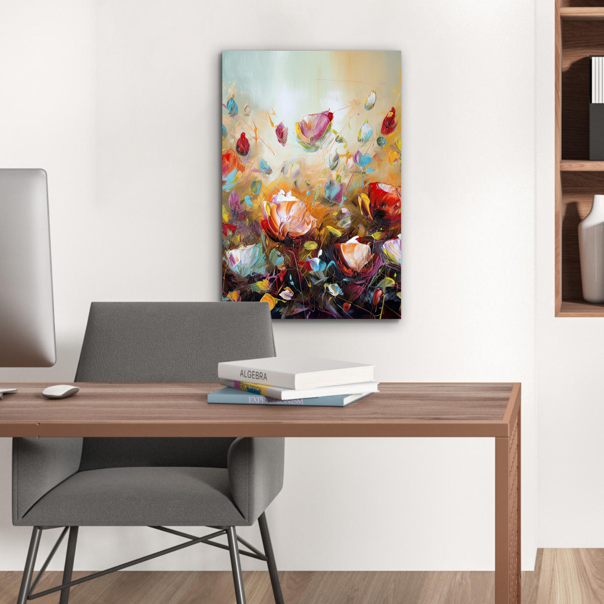 METALLBILD Blumen - Kunst - Natur - Ölgemälde 40x60 cm - Multicolor, Metall (40/60cm) - MuchoWow