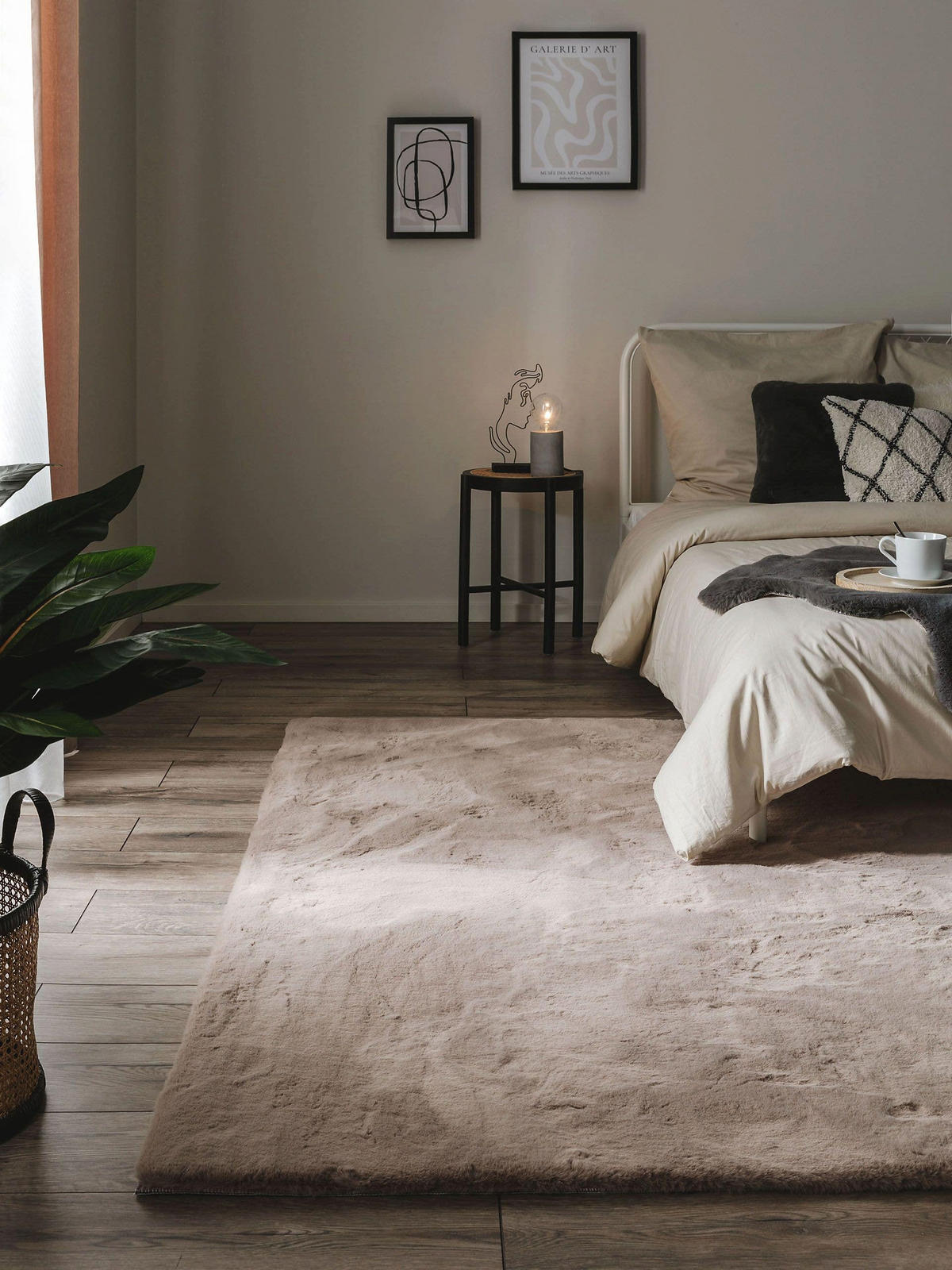 KUNSTFELL-TEPPICH Dave Taupe 160x230 cm - Taupe, Textil (160/230cm) - benuta Nest
