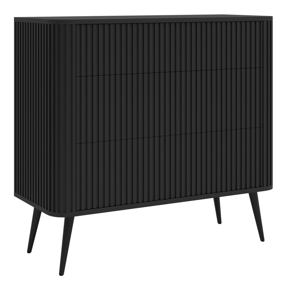 KOMMODE Ovarlo Schwarz mit Metallbeinen 93 cm - Schwarz, Holzwerkstoff/Metall (93.2/83.8/38cm) - Selsey