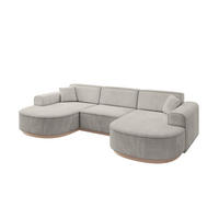 WOHNLANDSCHAFT MARI-U1-v1 - 303x171x83 cm Hellbraun Velours - Hellbraun, Holzwerkstoff/Textil (303/83/171cm) - ALTDECOR