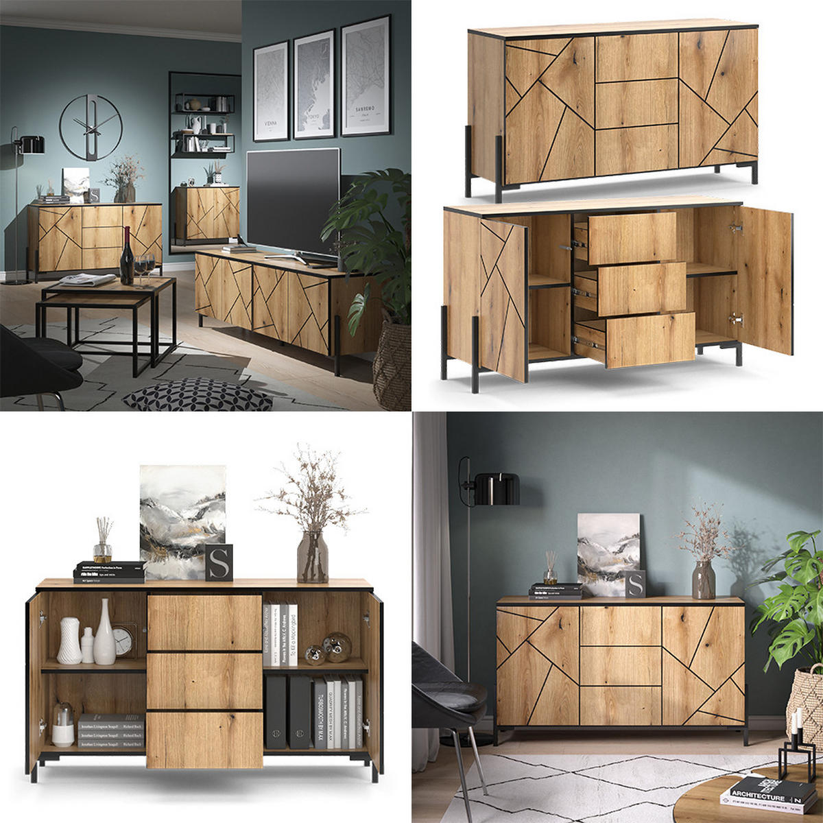 KOMMODE Hatto Eiche 124 x 69.6 cm - Eichefarben, Holzwerkstoff (124/69.6/39.7cm) - Vicco
