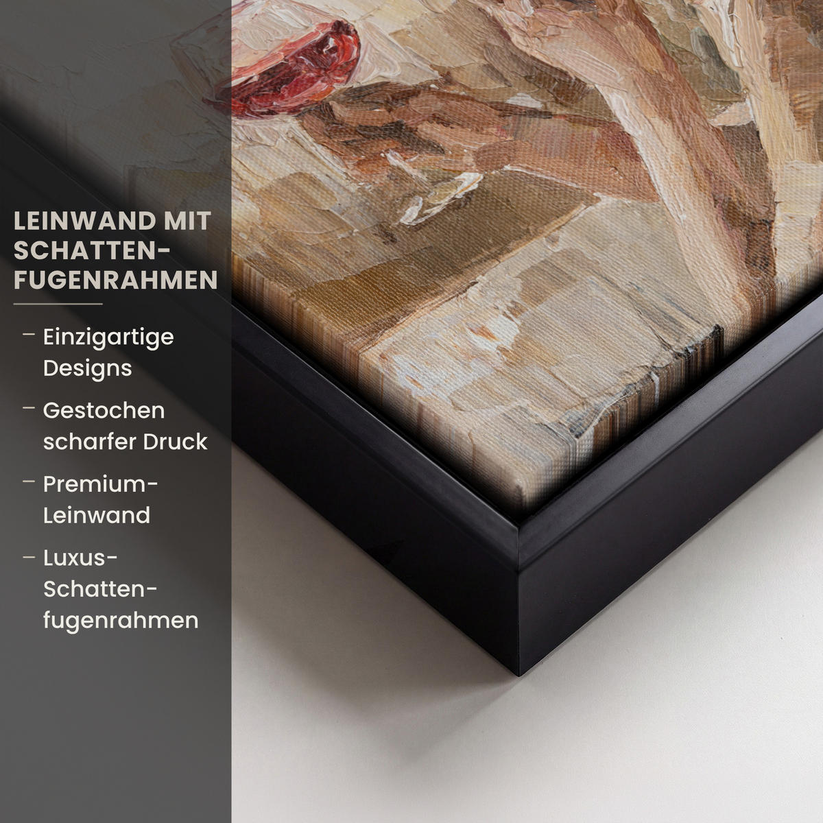 LEINWAND Bilder mit Rahmen - Ölgemälde - Frau - Wein - 20x20 - Hellbraun, Textil (20/20cm) - MuchoWow