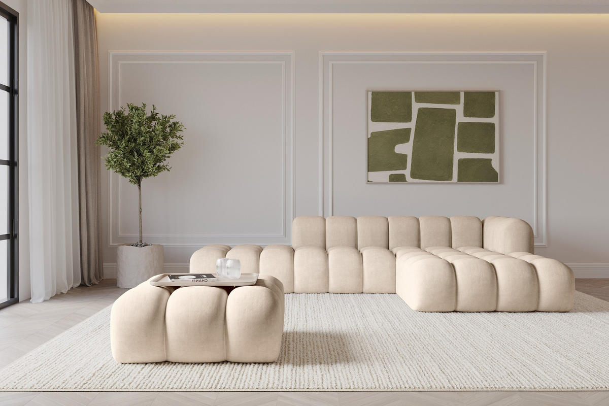 TABURET OLEA-PUF 91x87x44 cm Béžová Velur - černá/Sahara, kompozitní dřevo/textil (91/44/87cm) - ALTDECOR