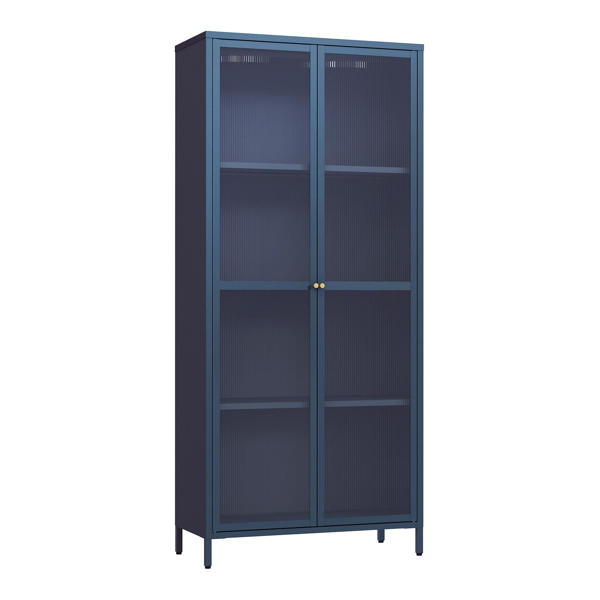 VITRINENSCHRANK Säkylä - Blau, Glas/Metall (80/180/35cm) - [en.casa]