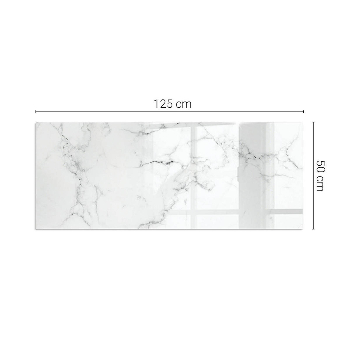 GLASPLATTE für Kamin 125x50 cm Weiß - Weiß, Glas (125/50/0.4cm) - ArtPrintCave