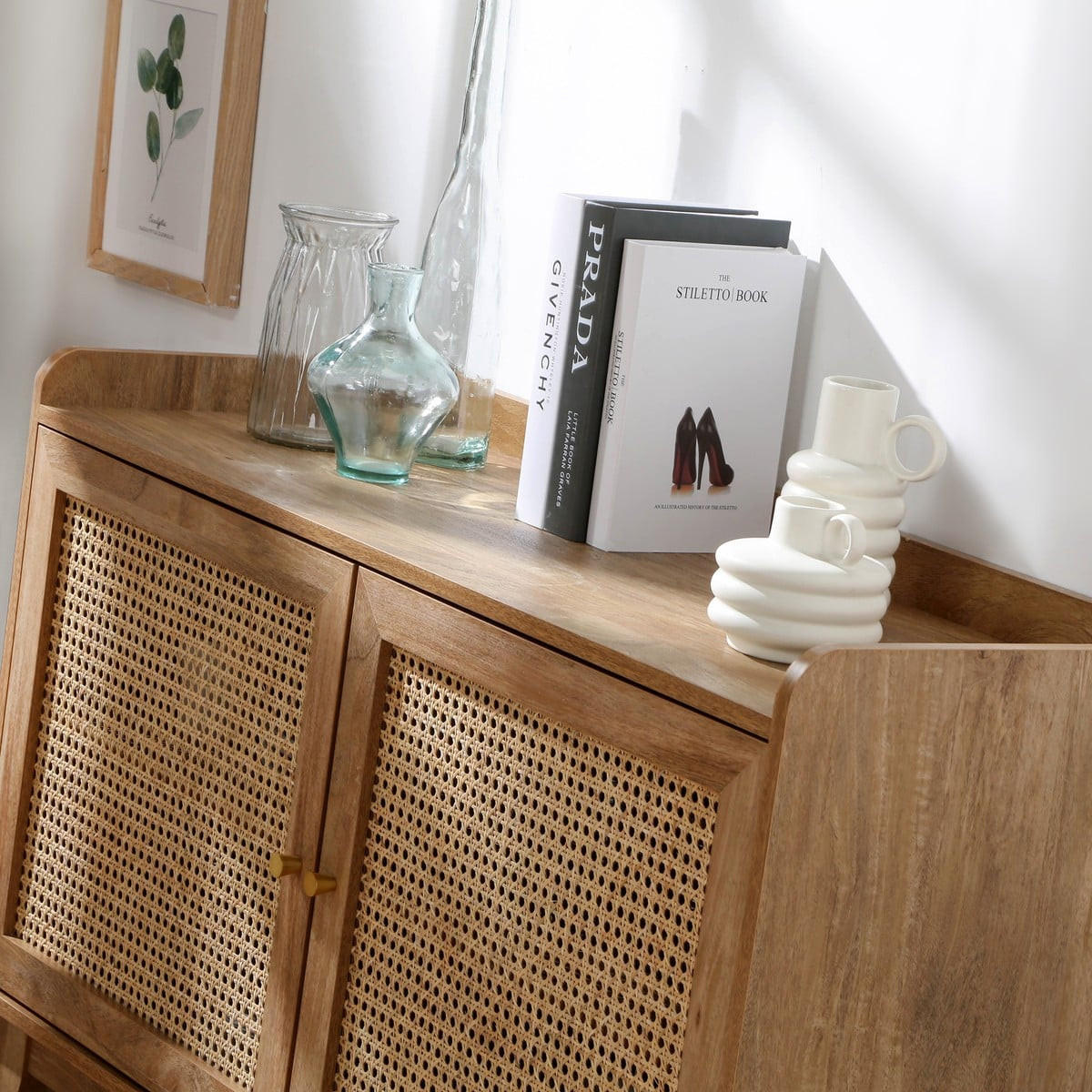 SIDEBOARD 2 Türen mit Rattan-Geflecht L110 cm - PALMO - Apfelbaumfarben, Holzwerkstoff (39/74.5/110cm) - Calicosy