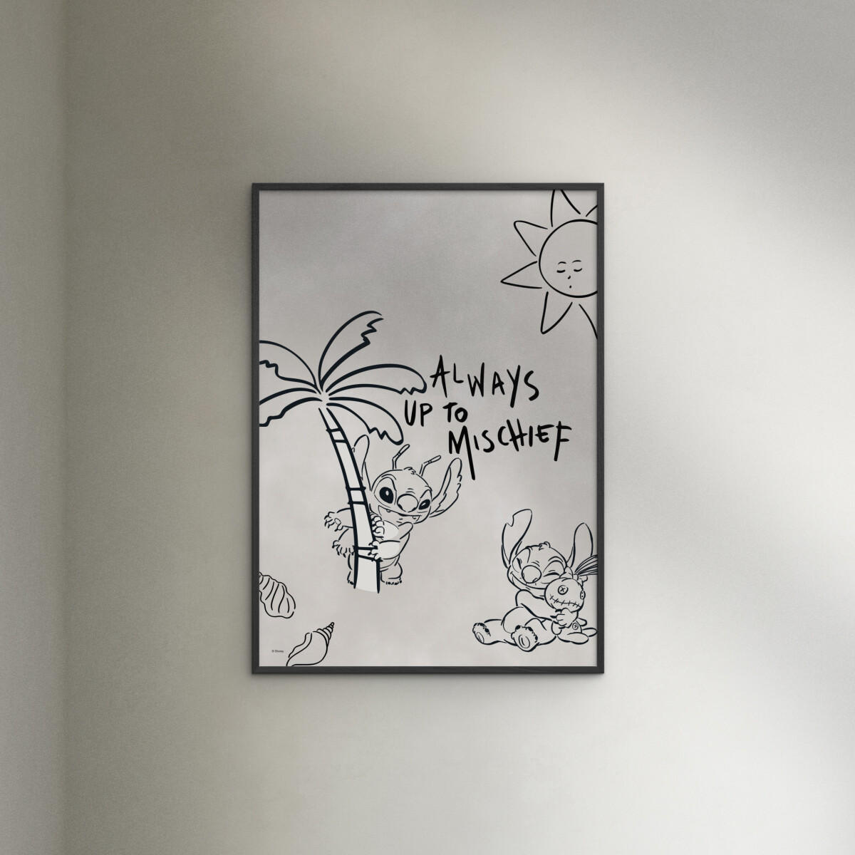 POSTER mit Rahmen Disney - Disney - Stitch - Always Up To Mischief - Beige/Schwarz, Holz/Papier (30/40cm) - Poster&Frame
