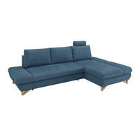 ECKSOFA blau Struktur-Stoff, Sofa mit Bettfunktion und Stauraum 284 cm - Blau, Holz/Textil (284/166cm) - Furn.Design