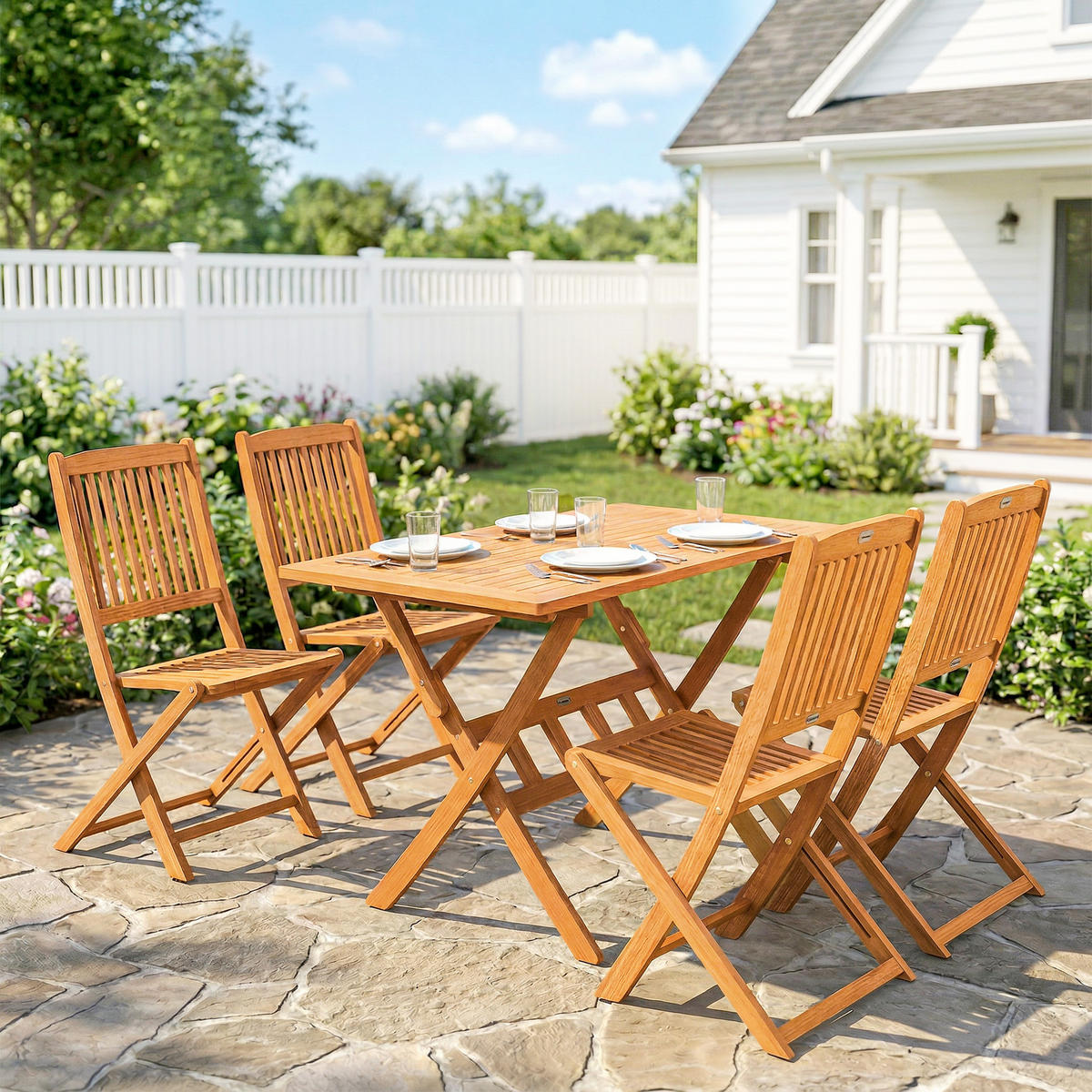 GARTENMÖBEL-SET Naturfarben 120.0/70.0/75.0cm - Naturfarben, Holz