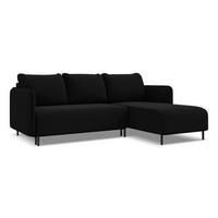 ECKSOFA mit Schlaffunktion Samt Stoff Schwarz - Schwarz, Holz/Textil (236/162cm) - Makamii