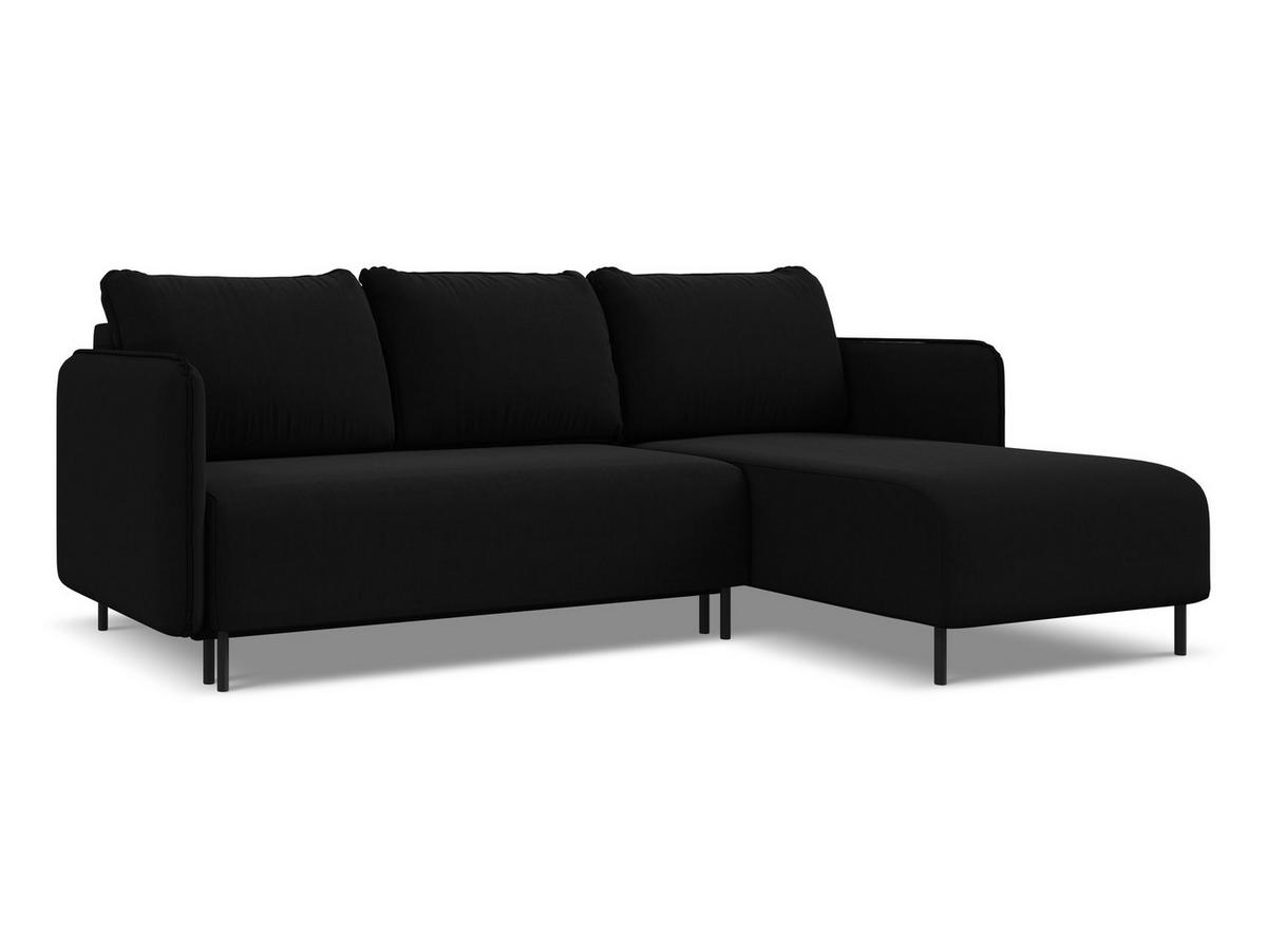 ECKSOFA mit Schlaffunktion Samt Stoff Schwarz - Schwarz, Holz/Textil (236/162cm) - Makamii