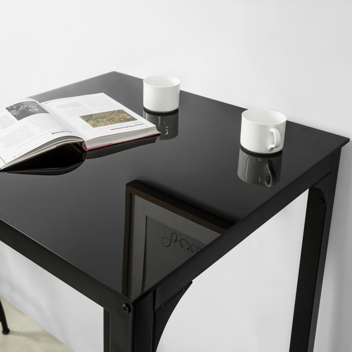 BARTISCH Schwarz - Schwarz, Glas/Metall (60/100/60cm) - SoBuy