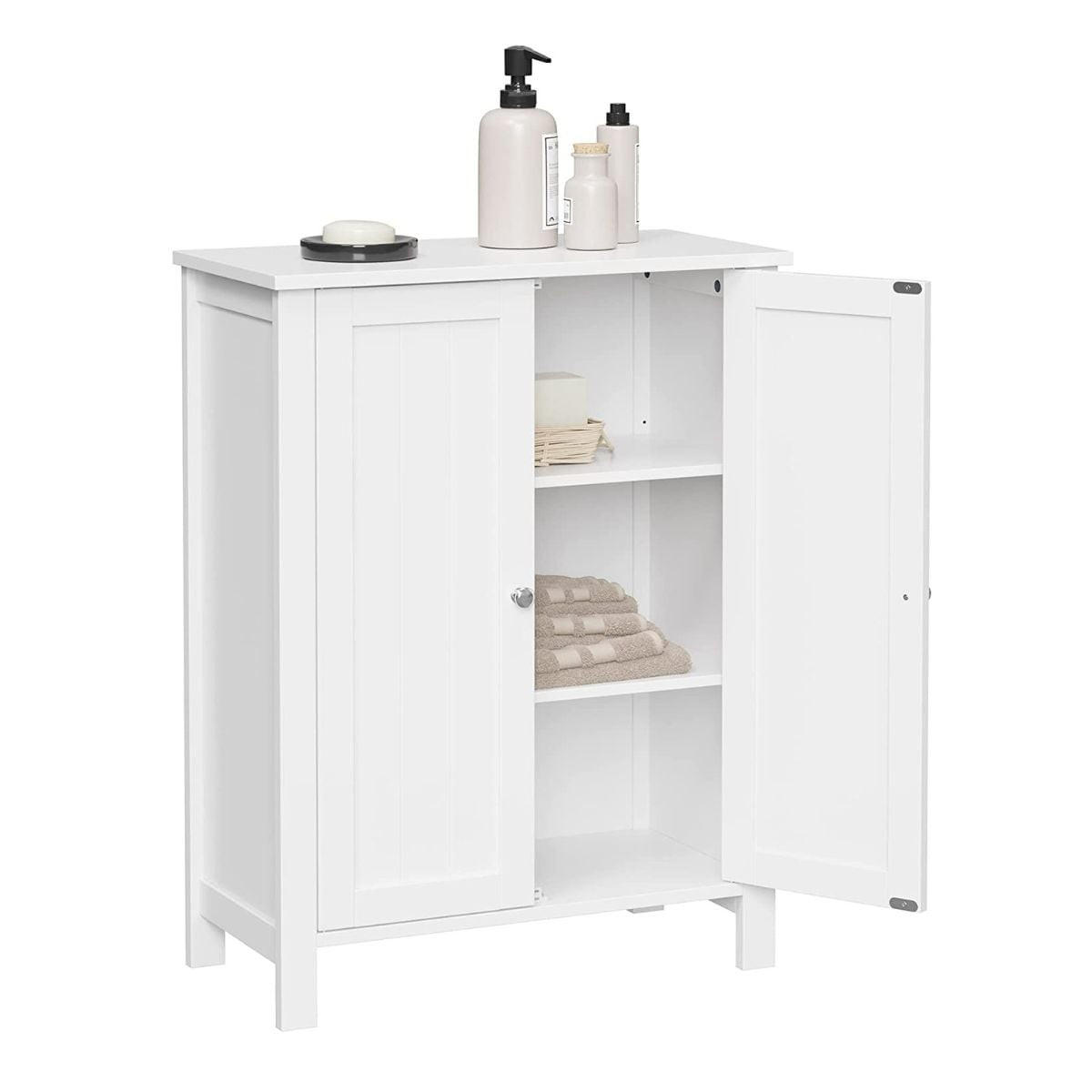 BADEZIMMERSCHRANK mit 2 Türen - L60 cm - Weiß, Holzwerkstoff (30/80/36cm) - Calicosy
