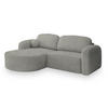 ECKSOFA AMILIA L-S Hellgrau Boucle-Stoff mit Schlaffunktion - Hellgrau, Holz (263/174cm) - MASSENO