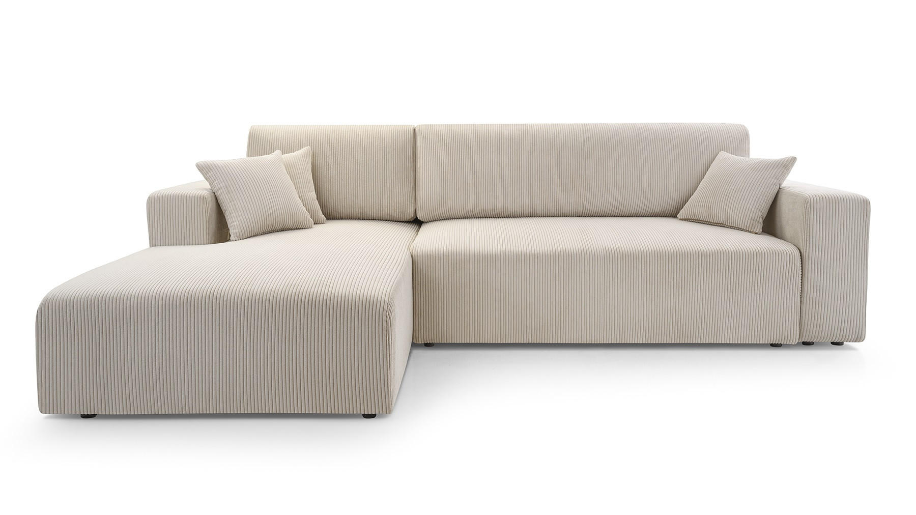 ECKSOFA PULA CORD BEIGE - Beige/Schwarz, Kunststoff/Textil (279/187cm) - Luxkor24