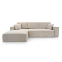 ECKSOFA PULA CORD BEIGE - Beige/Schwarz, Kunststoff/Textil (279/187cm) - Luxkor24