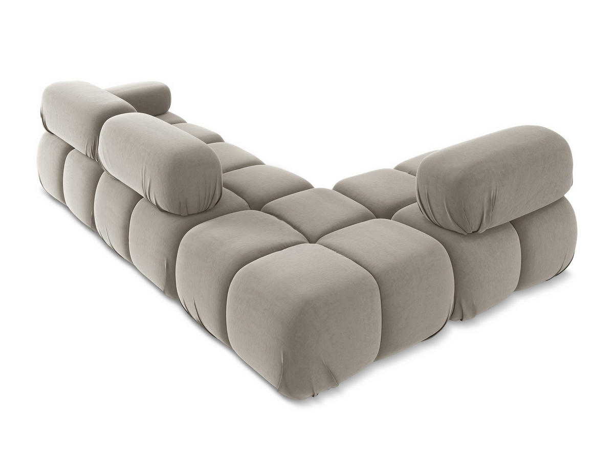 ECKSOFA Links Samt Stoff Grau - Taupe/Lila, Kunststoff/Textil (190/285cm) - Makamii