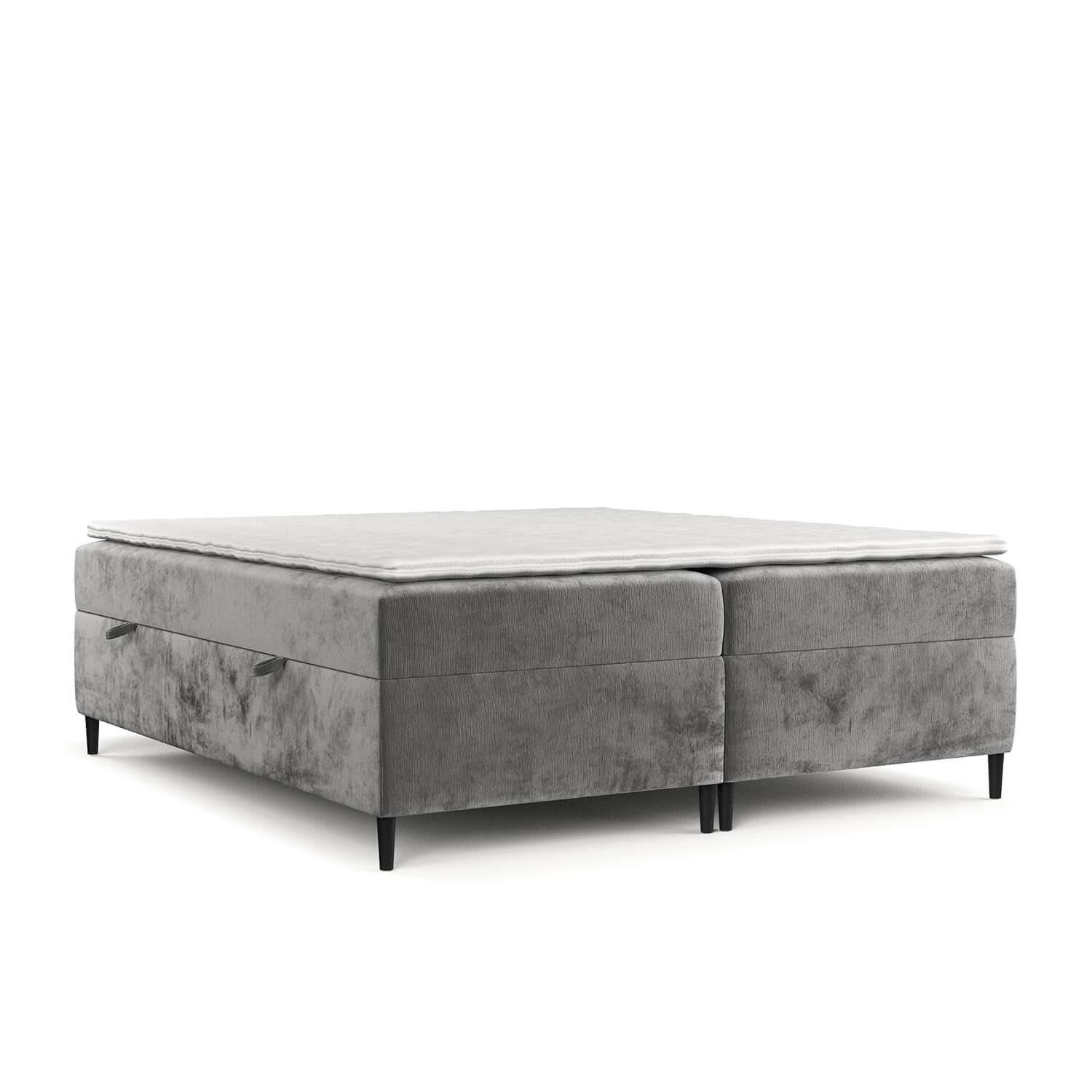 BOXBETT Theo 200/200 cm Grau im Lotta Stoff - Schwarz/Grau, Holz/Holzwerkstoff (200/200cm) - AltaBeds