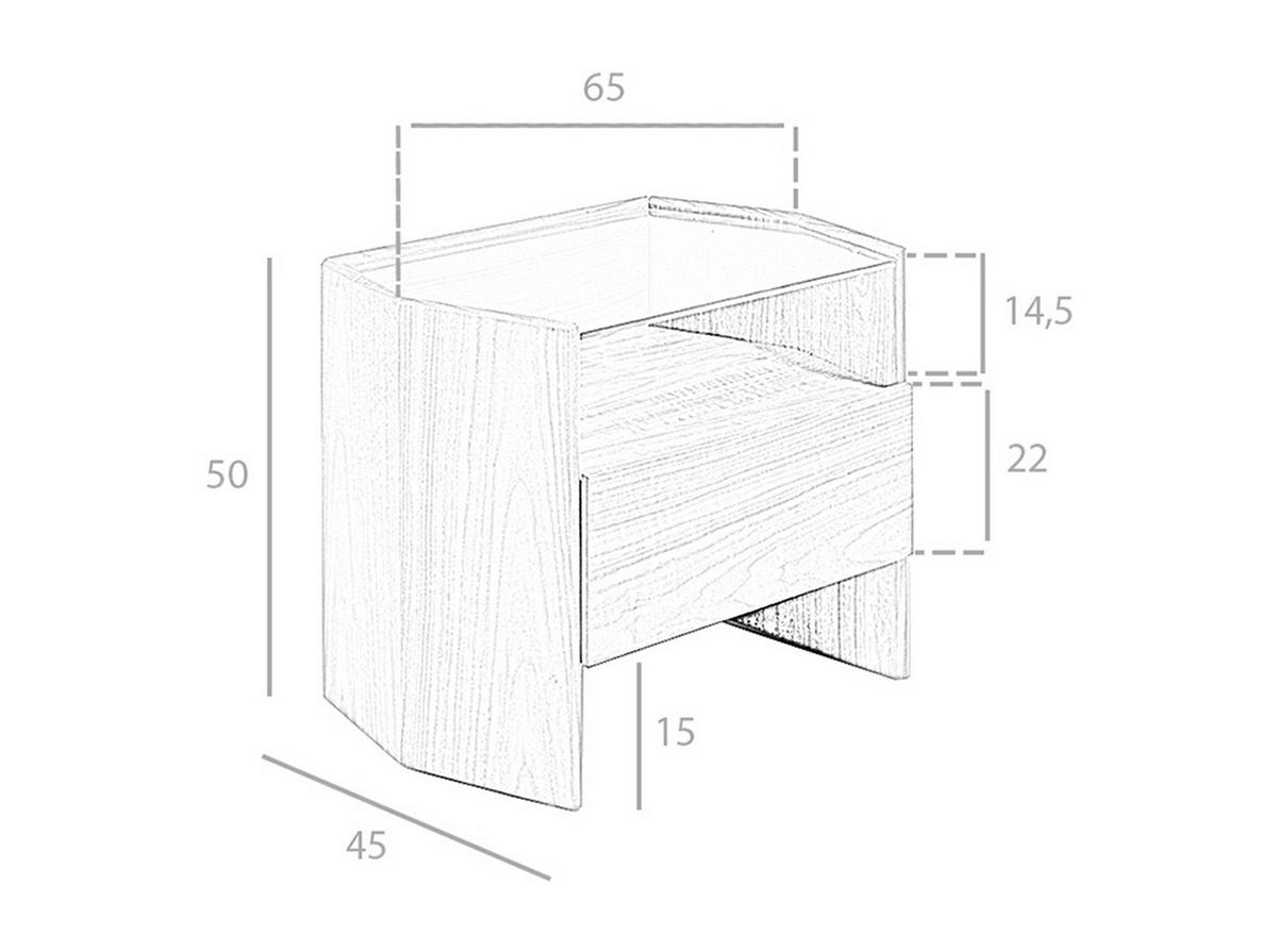 NACHTSCHRANK Nachttisch Nussbaum mit Platte aus gehärtetem Glas 65/45/50 cm - Nussbaumfarben, Glas/Holz (65/50/45cm) - ANGEL CERDA