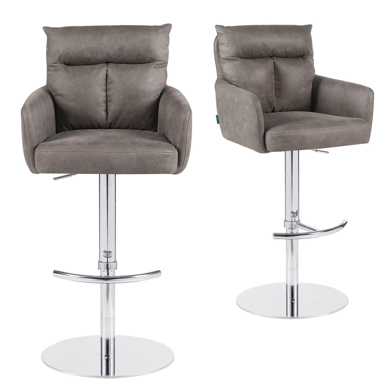BARHOCKER Leo - Taupe/Chromfarben, Textil/Metall (54/96/57cm) - DUBI Möbel