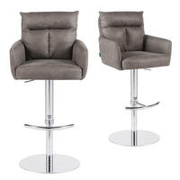 BARHOCKER Leo - Taupe/Chromfarben, Textil/Metall (54/96/57cm) - DUBI Möbel