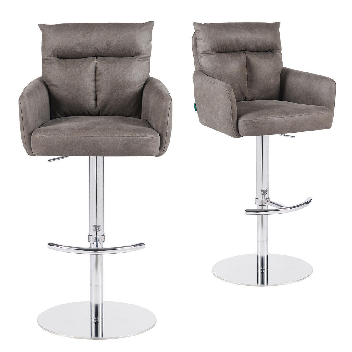 BARHOCKER Leo - Taupe/Chromfarben, Textil/Metall (54/96/57cm) - DUBI Möbel