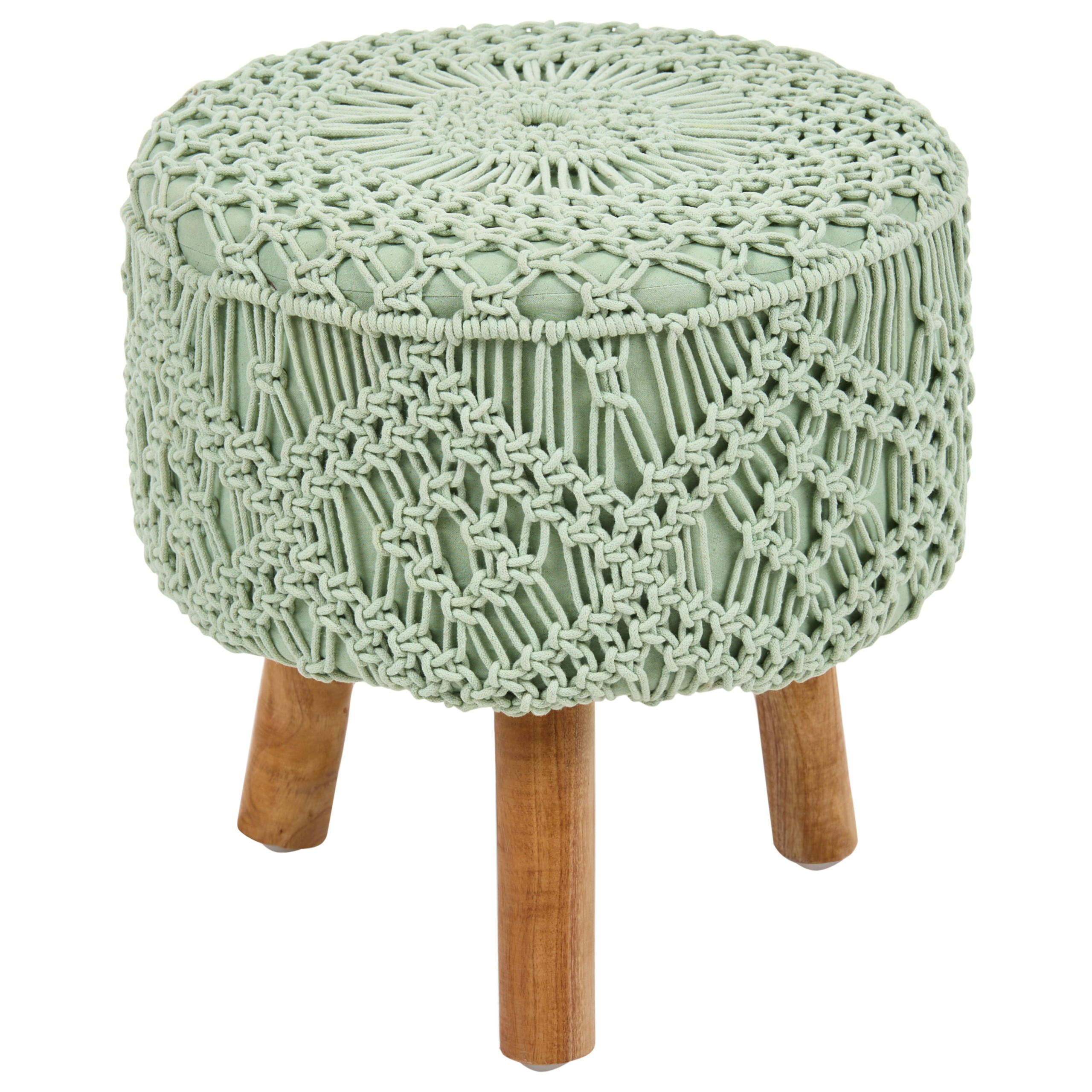 HOCKER Makramee Baumwolle Hellgrün Manzai - Hellgrün, Textil (40/44/40cm) - Beliani