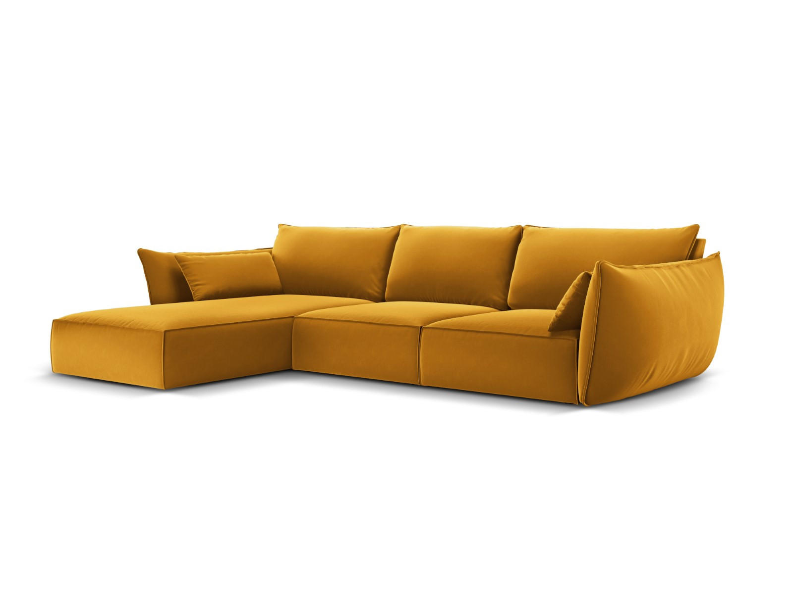 ECKSOFA links Kaelle aus Samt gelb 4 Sitzplätze - Gelb, Textil (171/308cm) - Micadoni