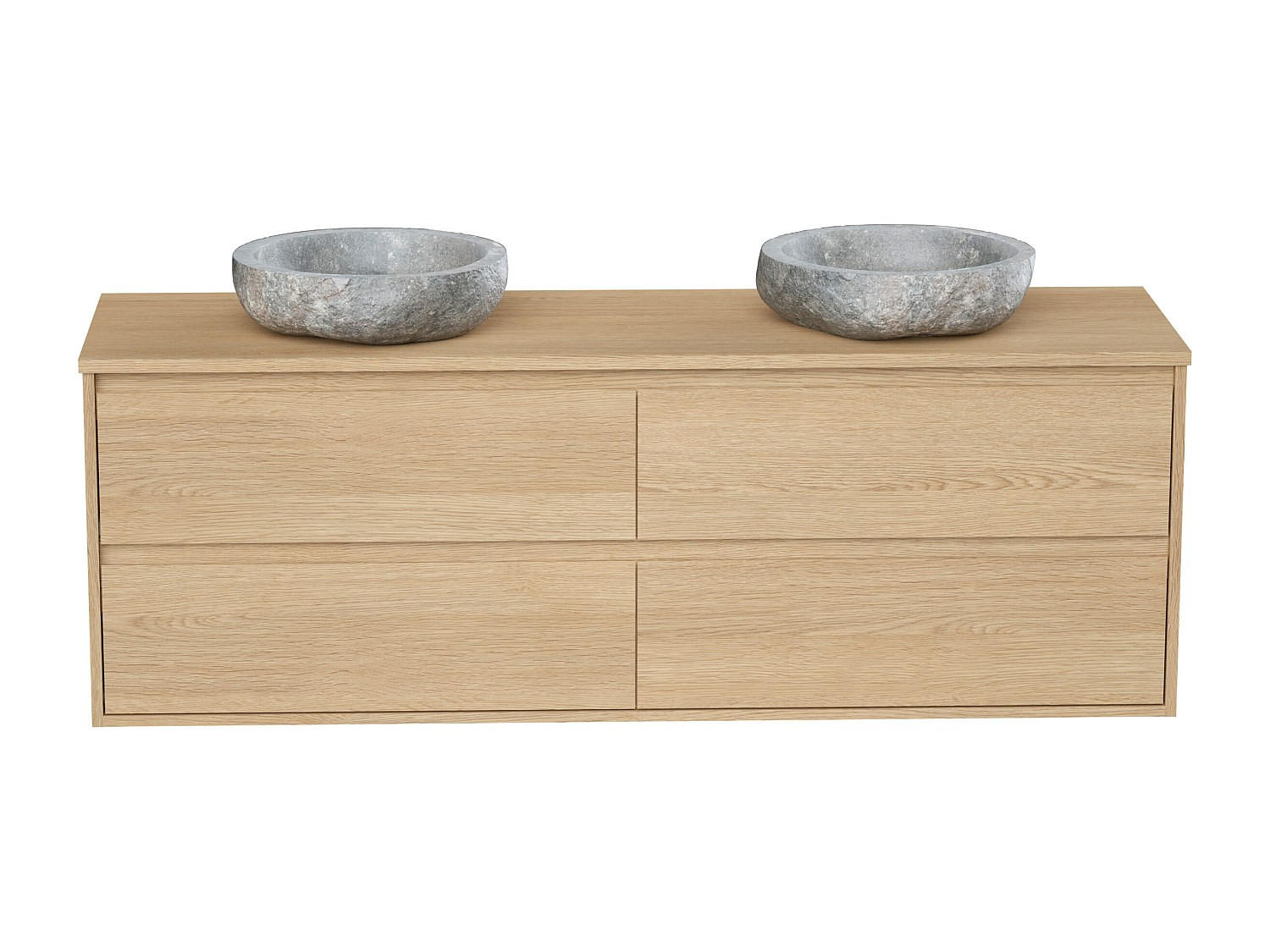 DOPPELWASCHTISCH - 150 cm x 45 cm - holz - naturfarben hell Milipam - Naturfarben, Holz (150/50/45cm) - Vente-Unique