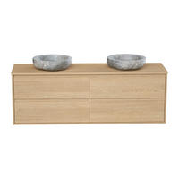 DOPPELWASCHTISCH - 150 cm x 45 cm - holz - naturfarben hell Milipam - Naturfarben, Holz (150/50/45cm) - Vente-Unique
