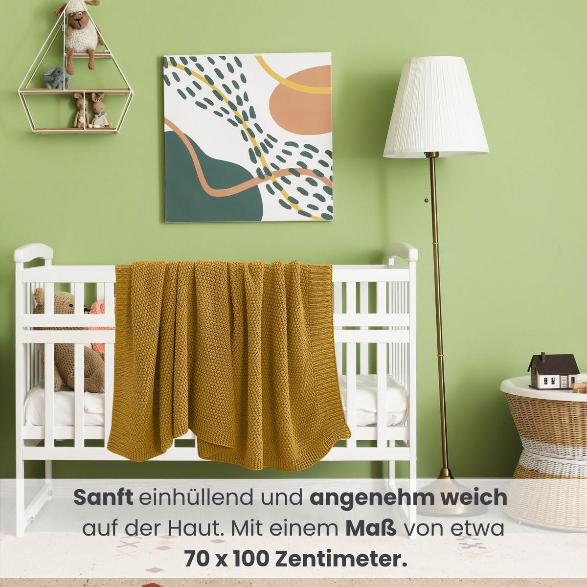 SCHMUSEDECKE 2er Set Strick gelb 70/100 cm - Gelb, Textil (70/100cm) - wometo