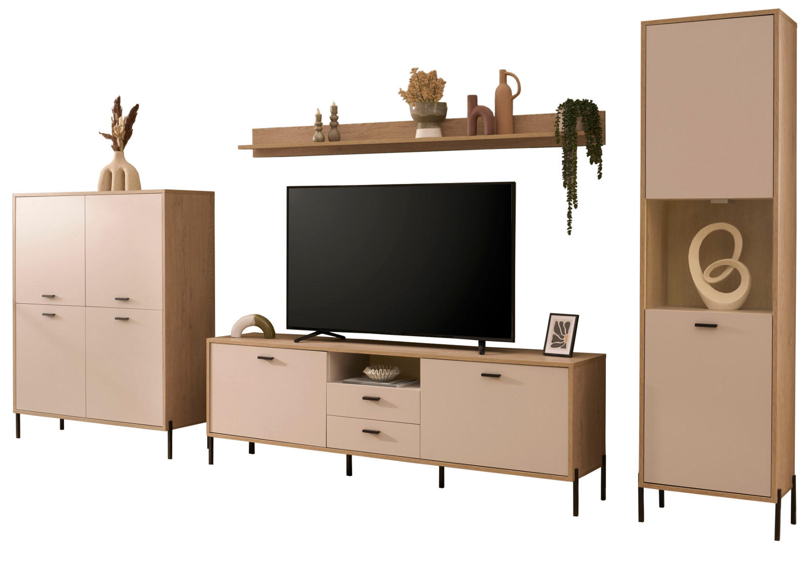 Furn.Design Wohnwand Kaschmir, Eiche 384x204x40 cm