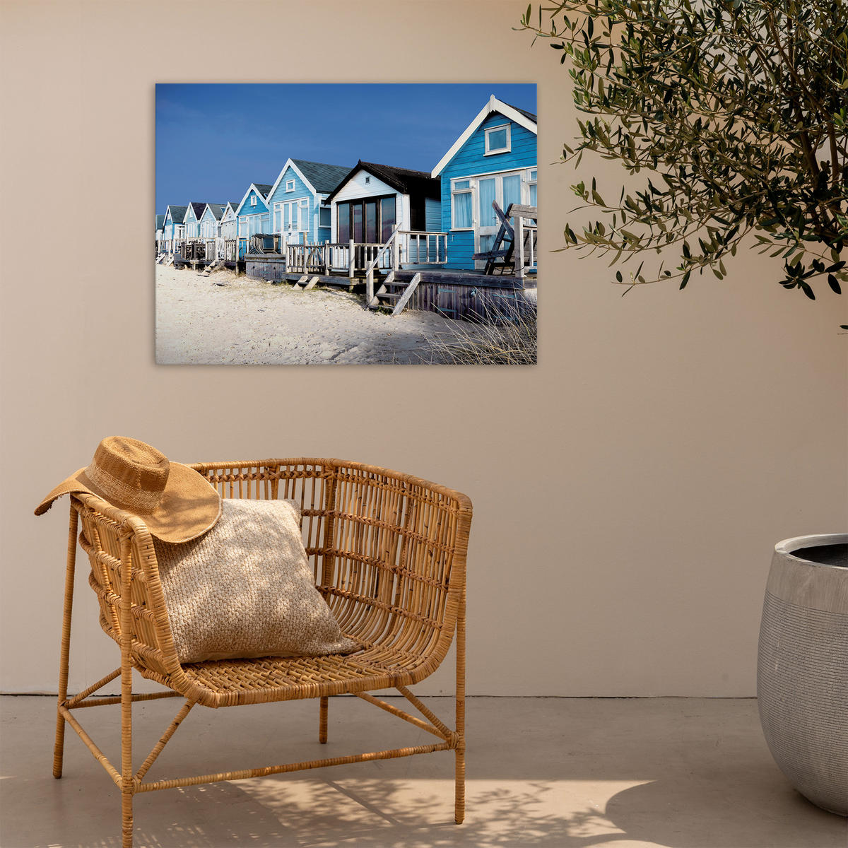 LEINWANDBILD Strandhäuser 50x70cm - Blau/Weiß, Textil (50/1cm) - Art for the Home