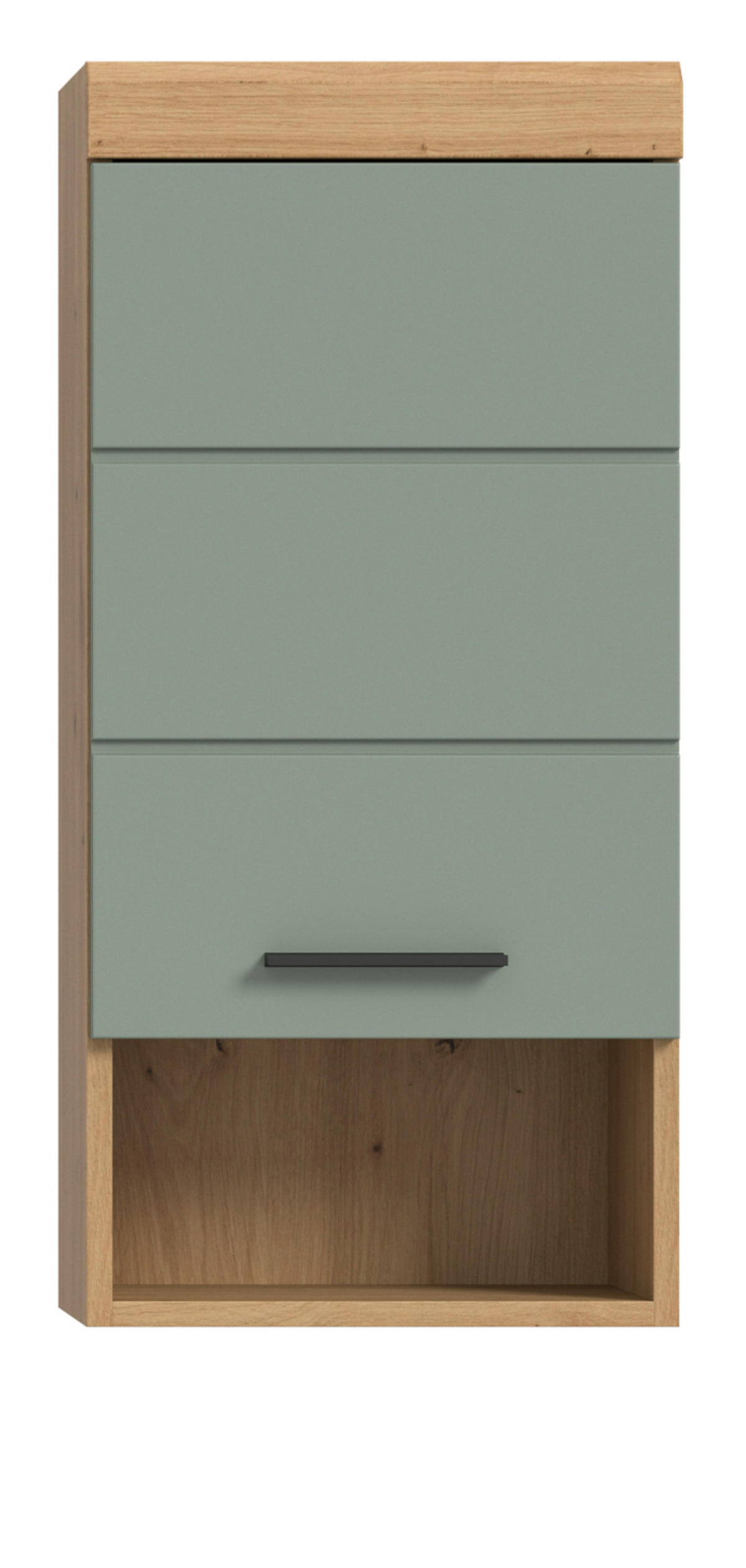 HÄNGESCHRANK Salbei grün, Eiche Artisan 37 x 79 cm, Badschrank hängend - Salbeigrün/Schwarz, Holzwerkstoff/Kunststoff (37/79/24cm) - Inn.Furn