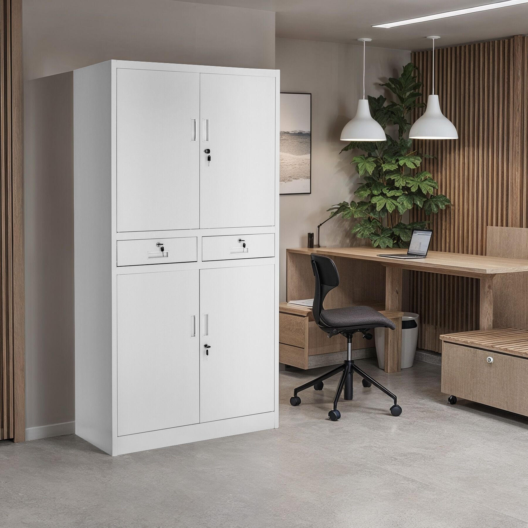 Thumbnail - tectake Aktenschrank, Hellgrau, Metall, 40x180x80 cm, Arbeitszimmer, Aktenschränke